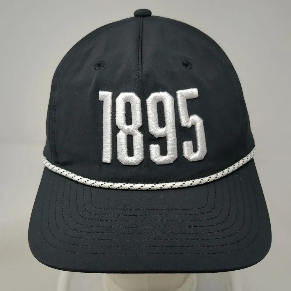 Swannies Golf 5 Panel Black Hat One Size 1895 Rope Performance Snapback Cap
